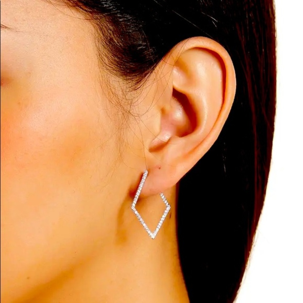 Silver Pave Swarovski Geometric Earrings ADORNIA